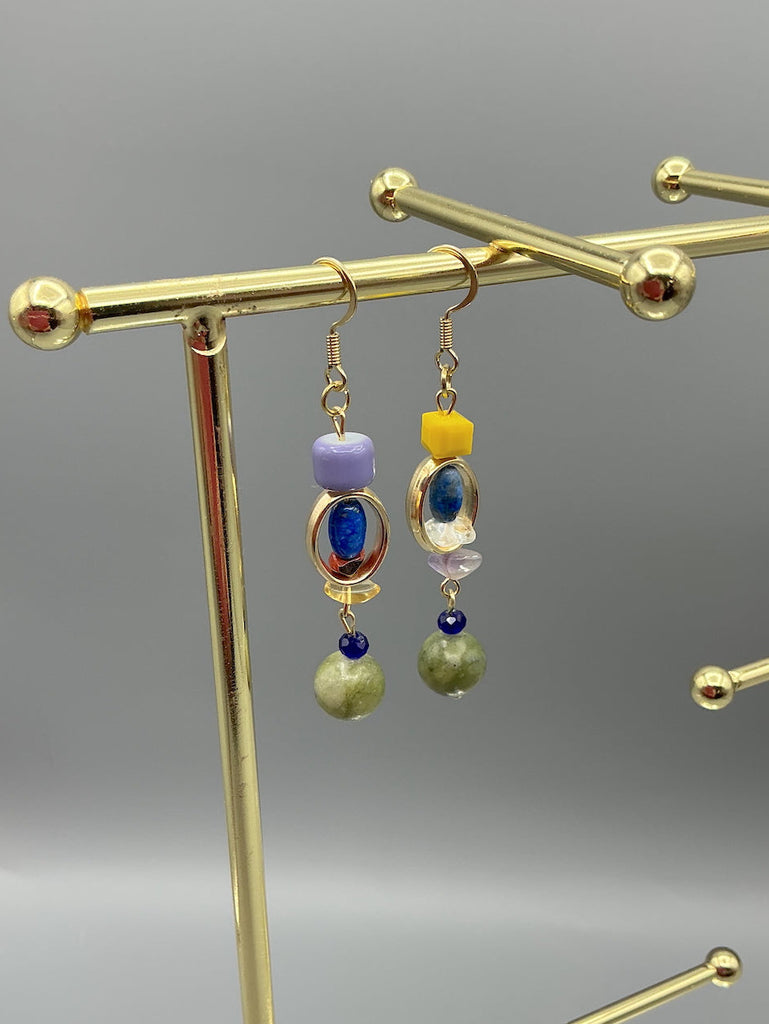 Jade and Lapis Gemstone Earrings