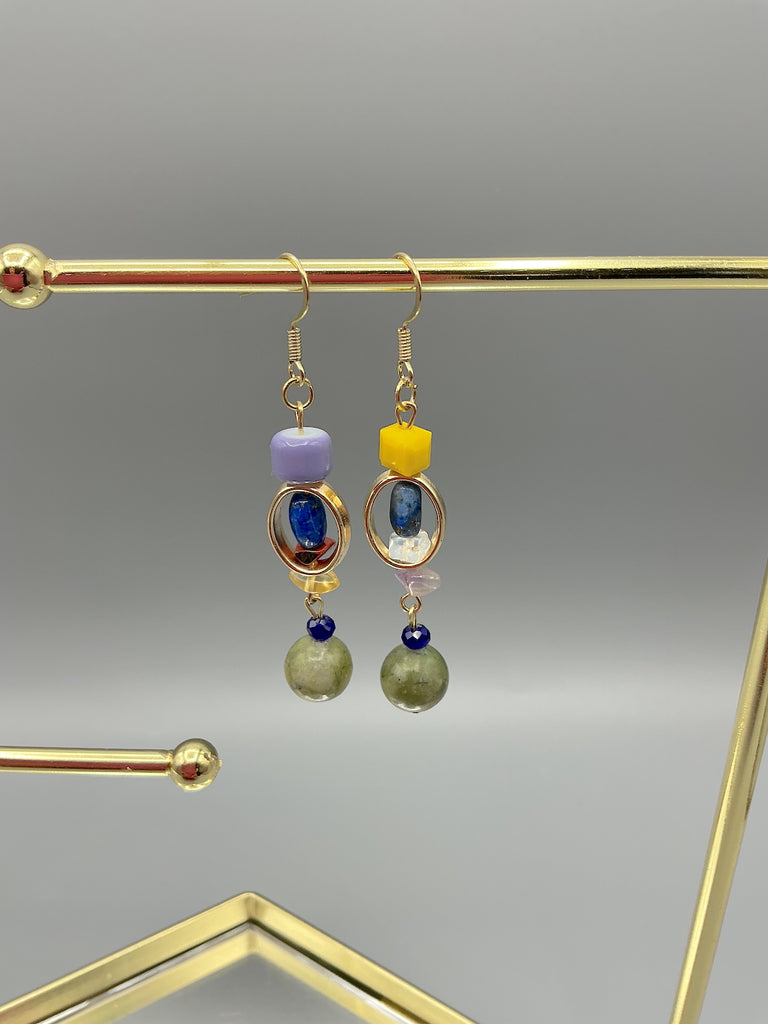 Jade and Lapis Gemstone Earrings