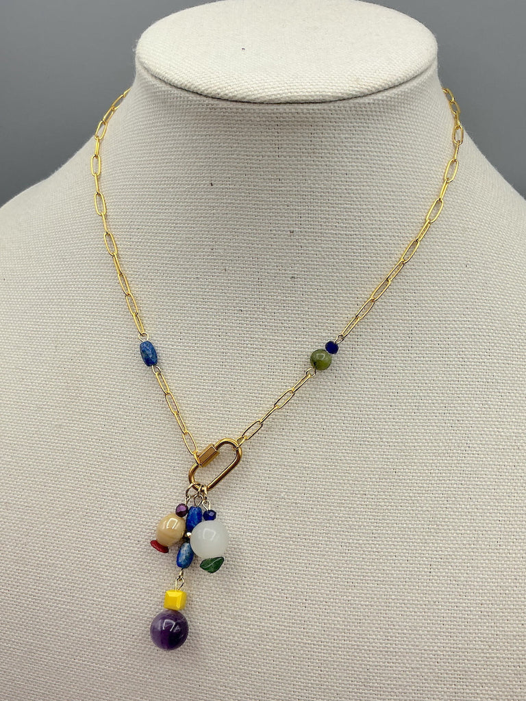 Amethyst, Jade and Lapis Necklace