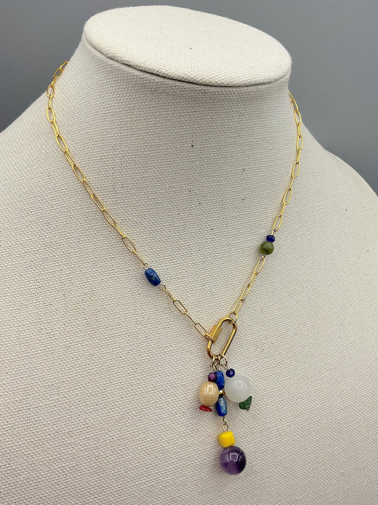 Amethyst, Jade and Lapis Necklace