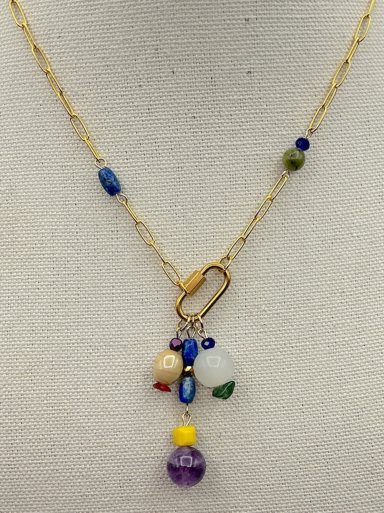 Amethyst, Jade and Lapis Necklace