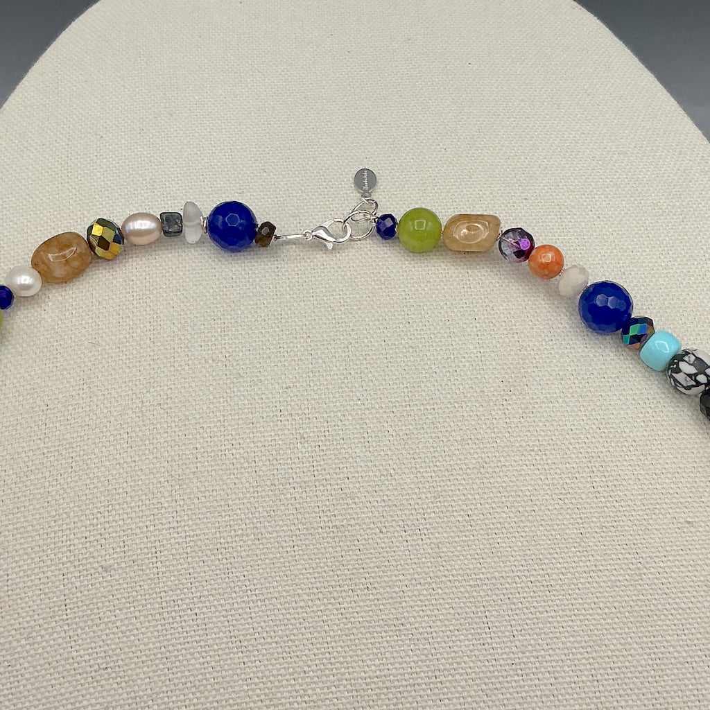 Enamel Pendant and Gemstone Necklace