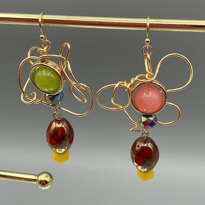 Peridot and Glass Earrings