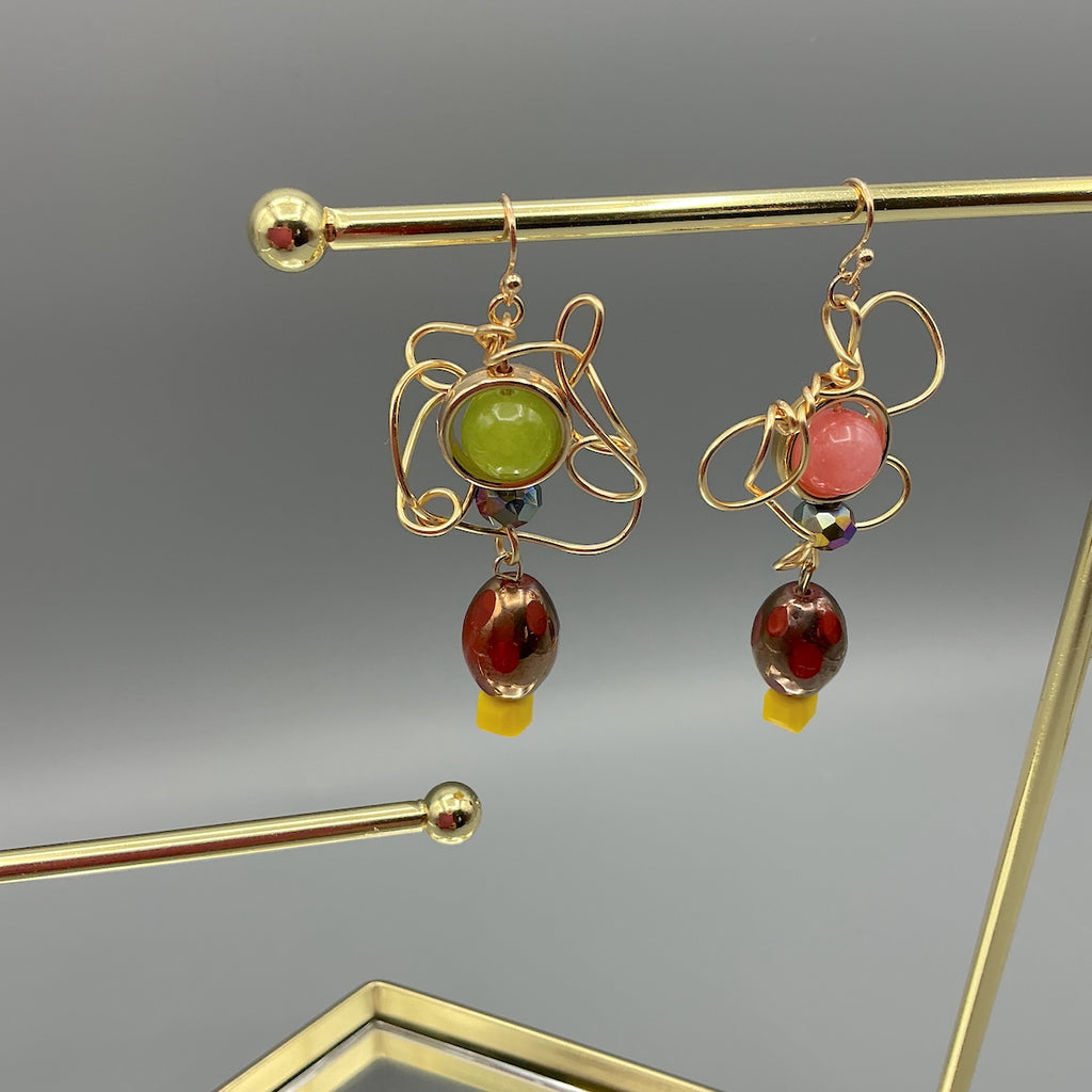 Peridot and Glass Earrings