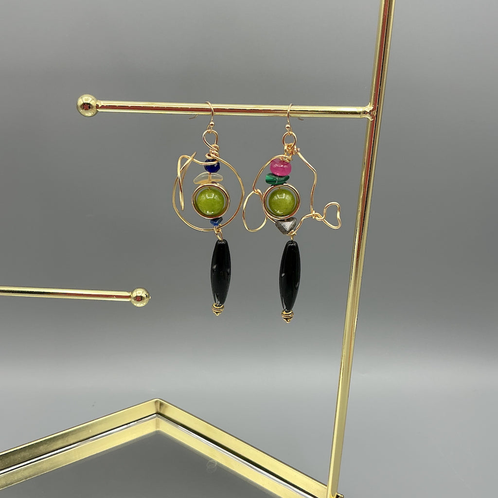 Onyx Peridot Earrings