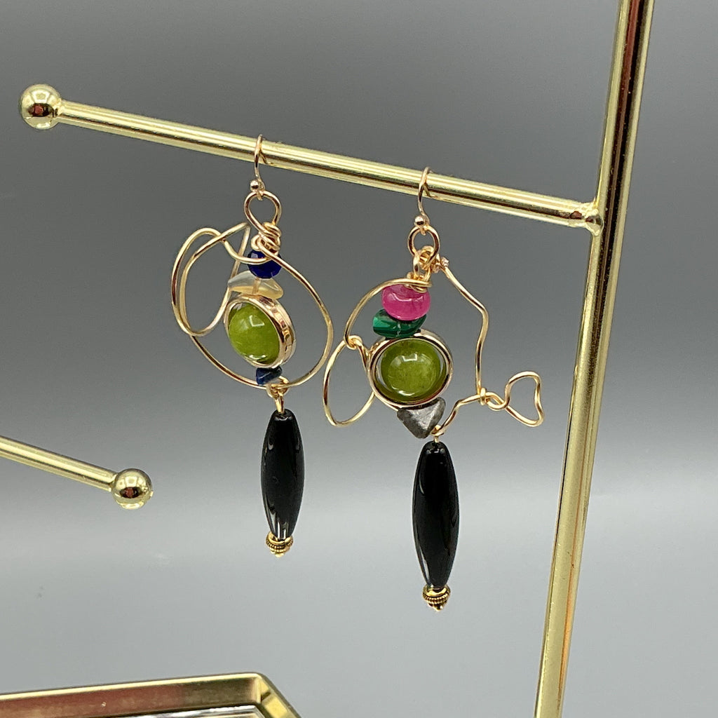 Onyx Peridot Earrings