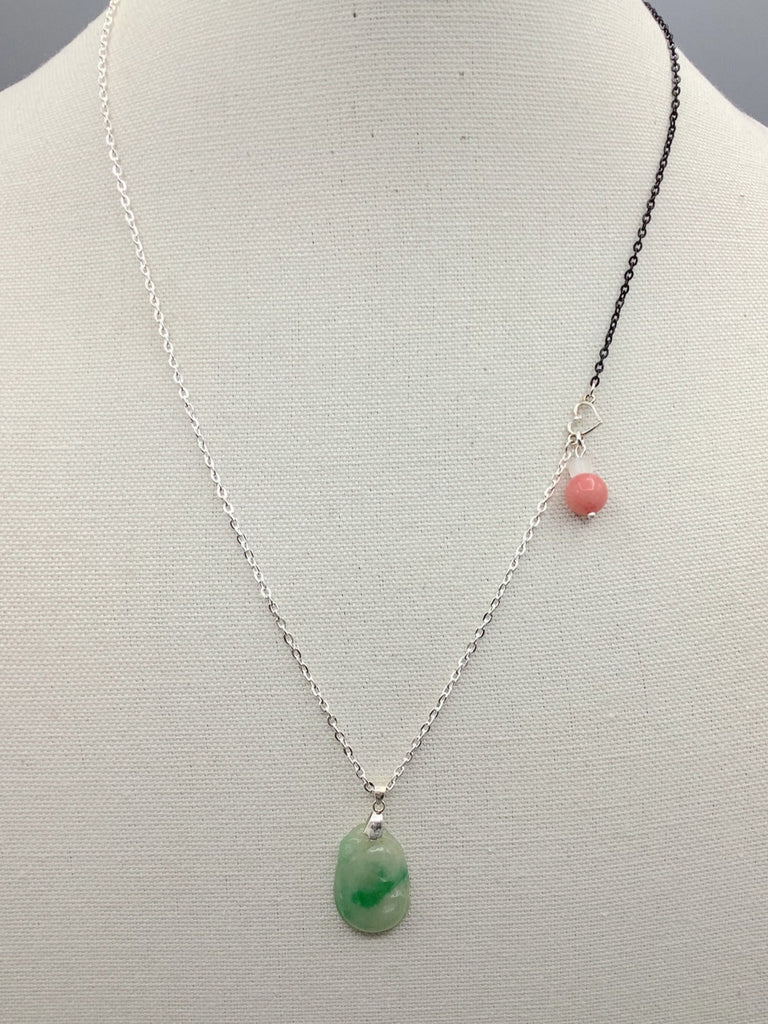 Green Jade and .990 Fine Silver Necklace