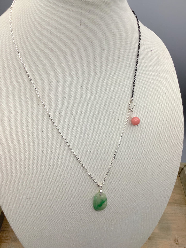 Green Jade and .990 Fine Silver Necklace