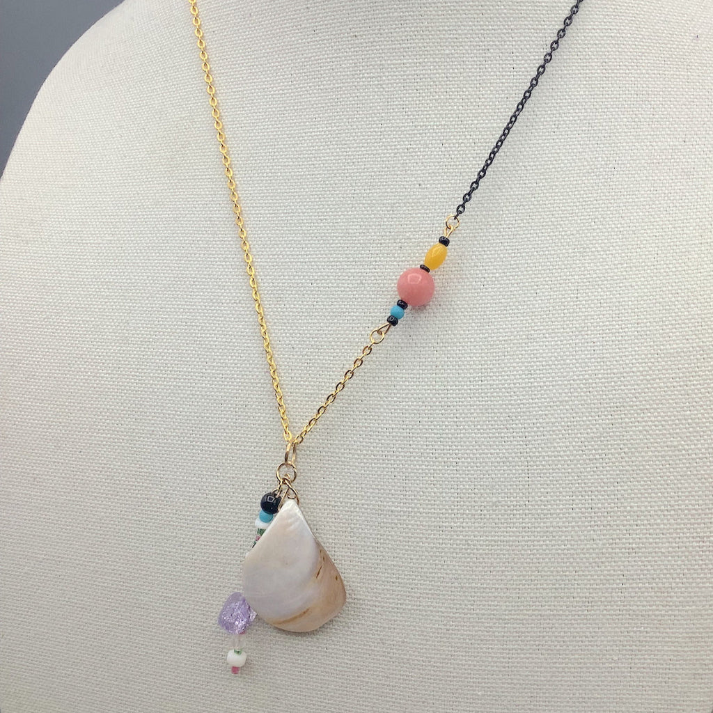 Shell and Quartz Gemstone Necklace