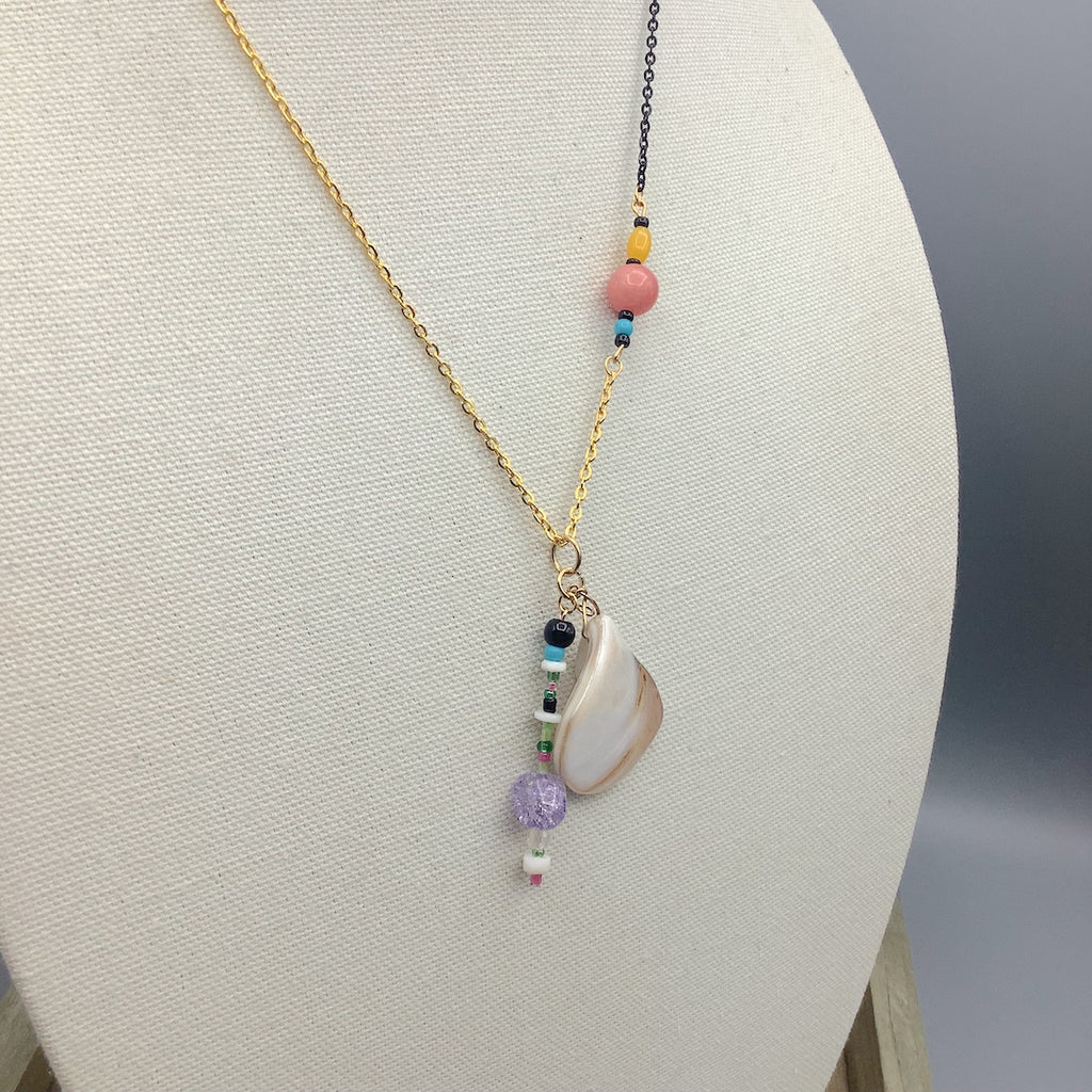 Shell and Quartz Gemstone Necklace