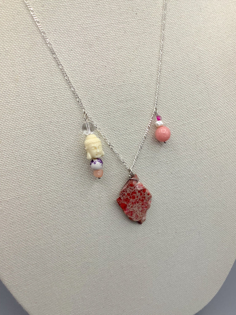 Freshwater Pearl and Natural Stone .925 Sterling Silver Necklace