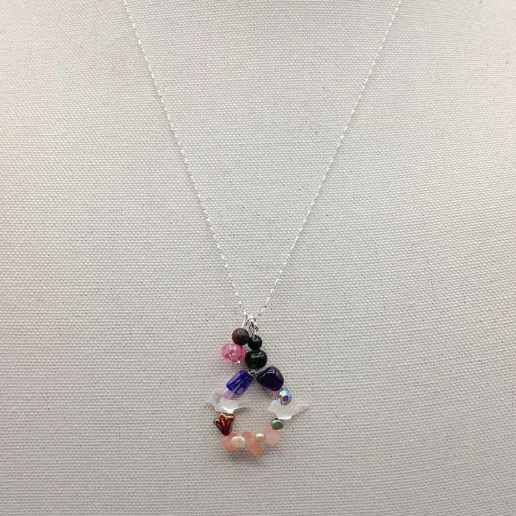 Bird Shell Bead and Freshwater Pearl .925 Sterling Silver Necklace