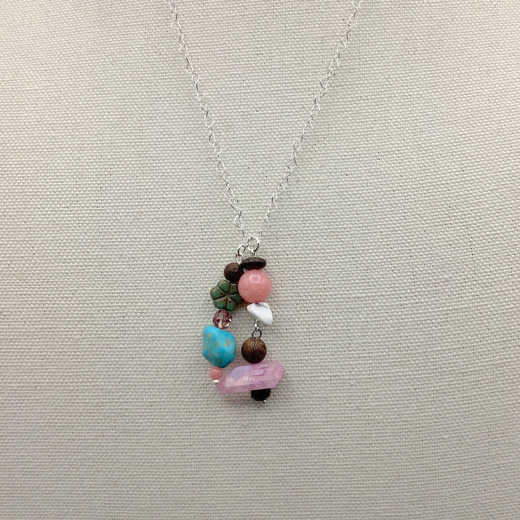 Crystal and Gemstone Sterling Silver .925 Necklace