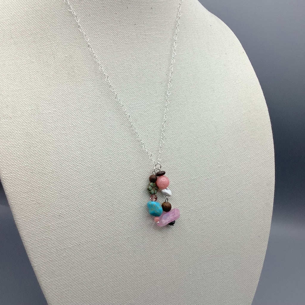 Crystal and Gemstone Sterling Silver .925 Necklace