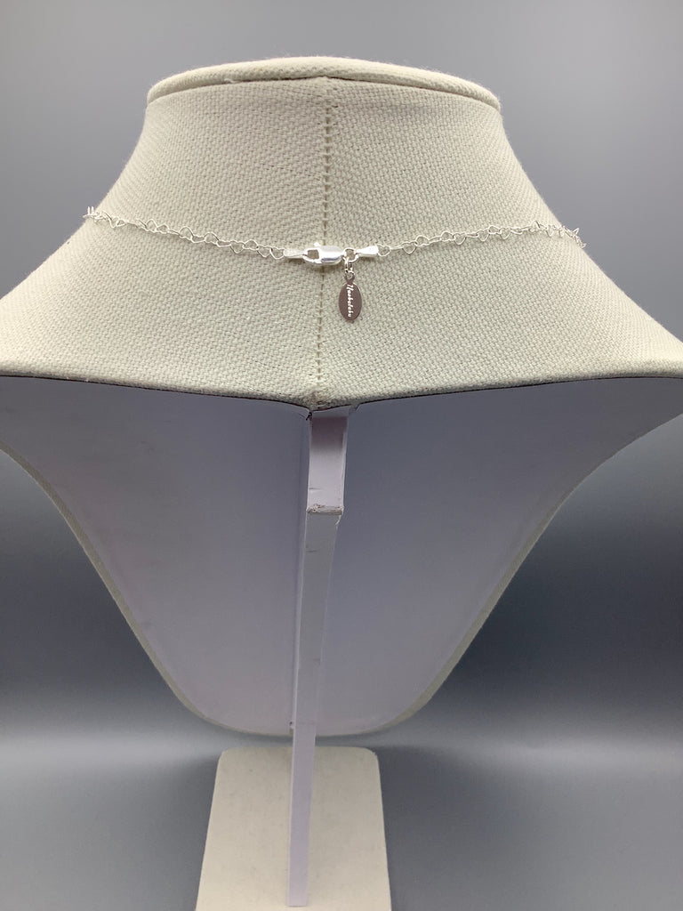 Freshwater Pearl and Bird Shell Bead Sterling Silver .925 Heart Chain Necklace