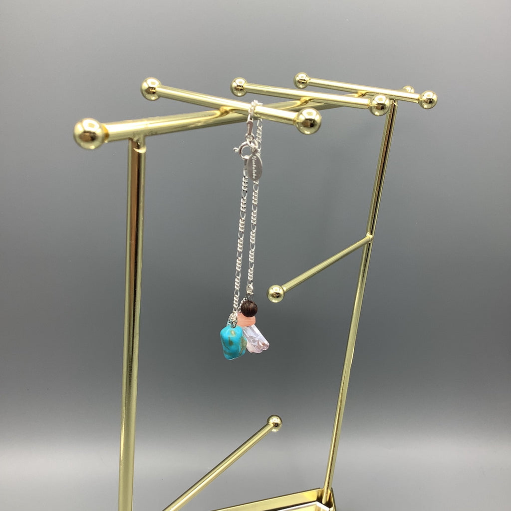 Turquoise and Crystal .925 Sterline Silver Bracelet