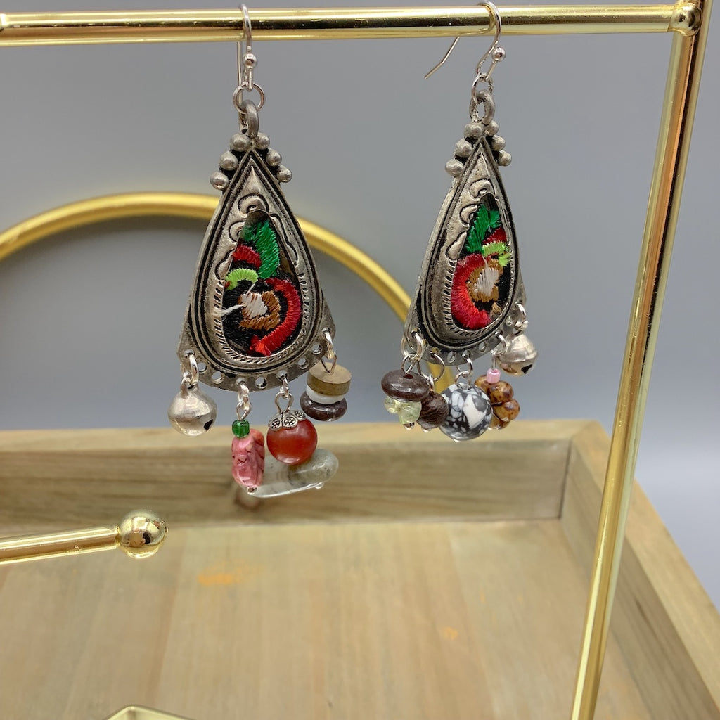 Colorful Teardrop Pendant Earrings