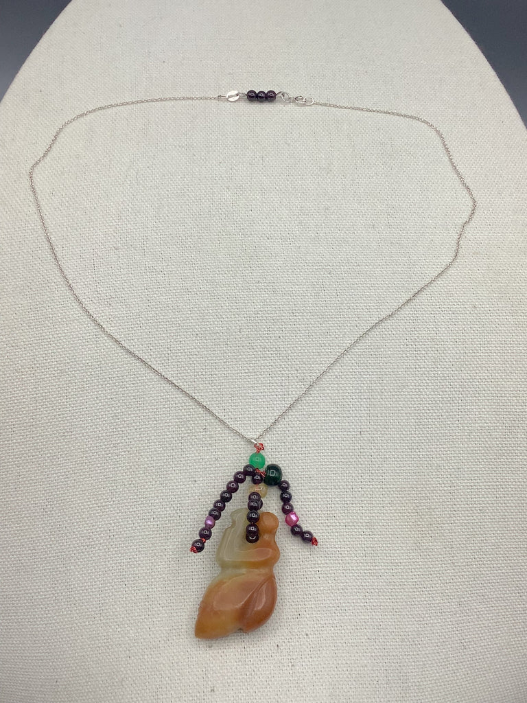 Hetian Jade Fish Pendant Sterling Silver .925 Necklace