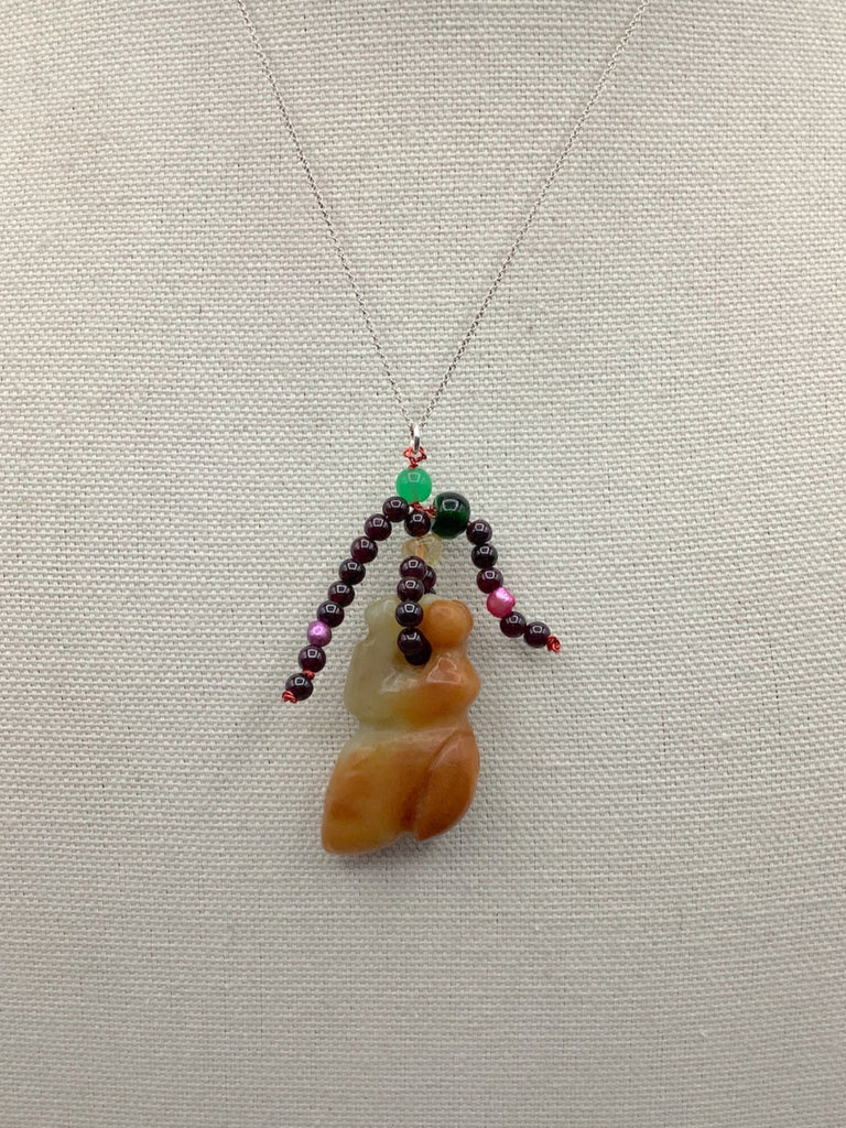 Hetian Jade Fish Pendant Sterling Silver .925 Necklace