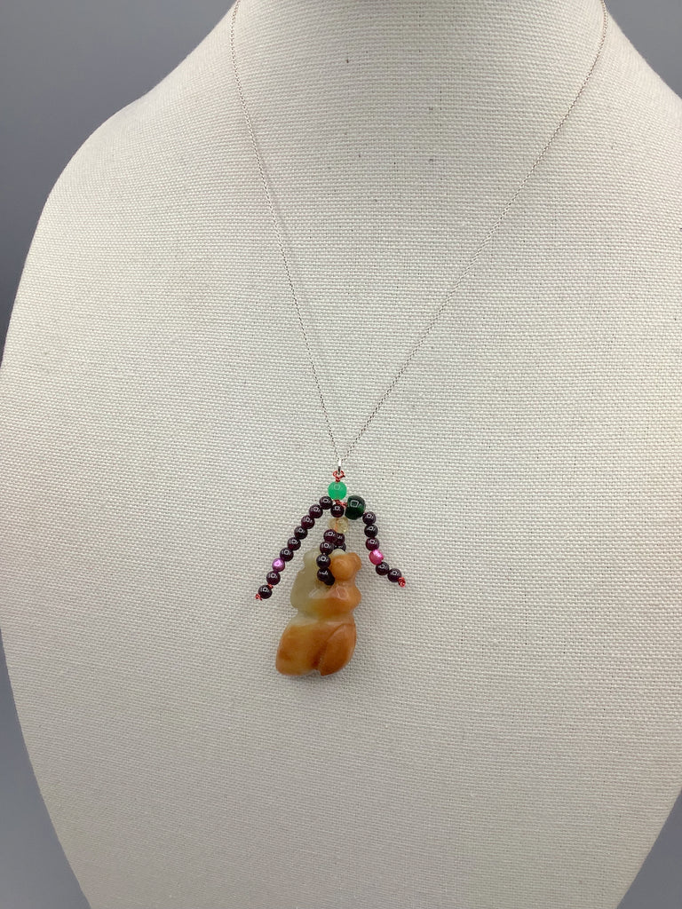 Hetian Jade Fish Pendant Sterling Silver .925 Necklace