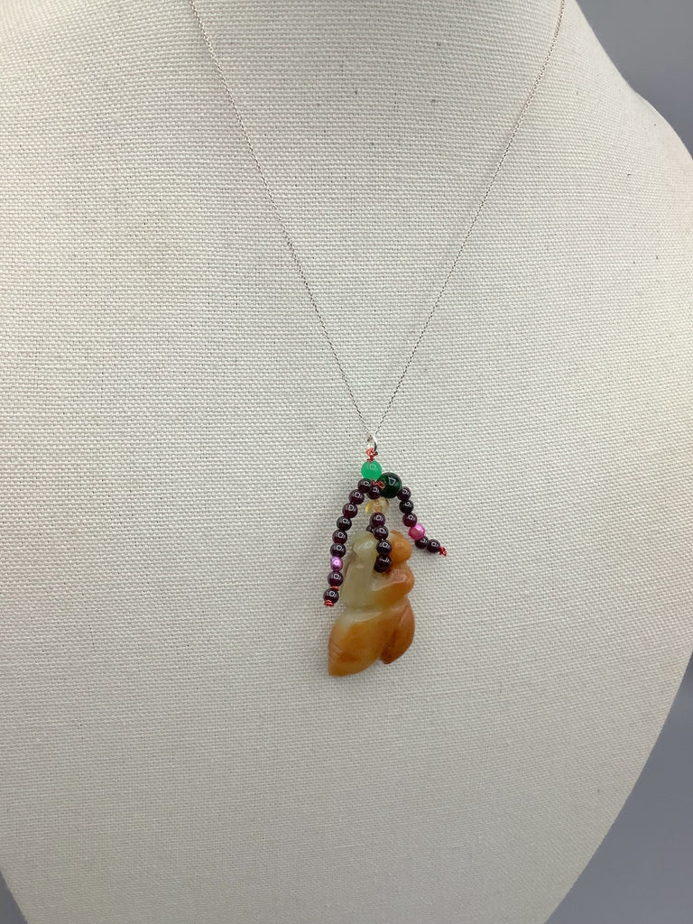 Hetian Jade Fish Pendant Sterling Silver .925 Necklace