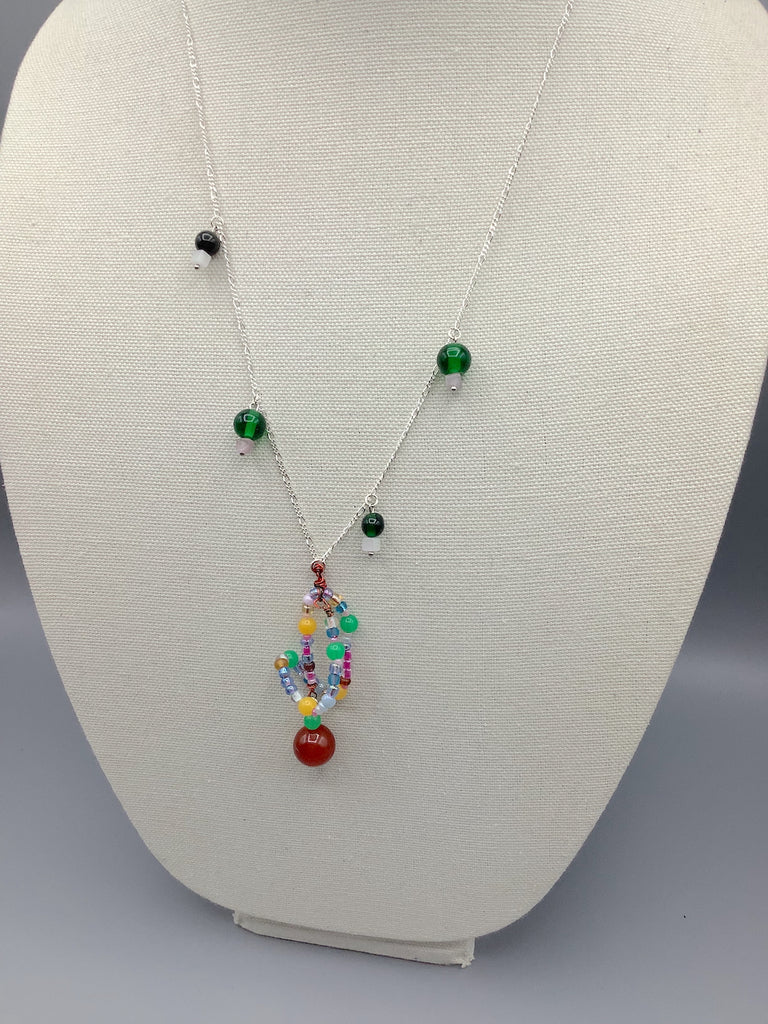 Agate and Bead .925 Sterling Silver Necklace