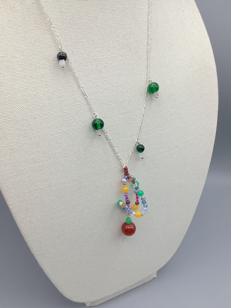 Agate and Bead .925 Sterling Silver Necklace