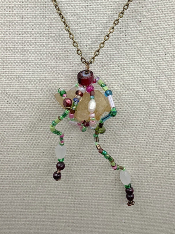 Freshwater Pearl and Garnet Beaded Necklace