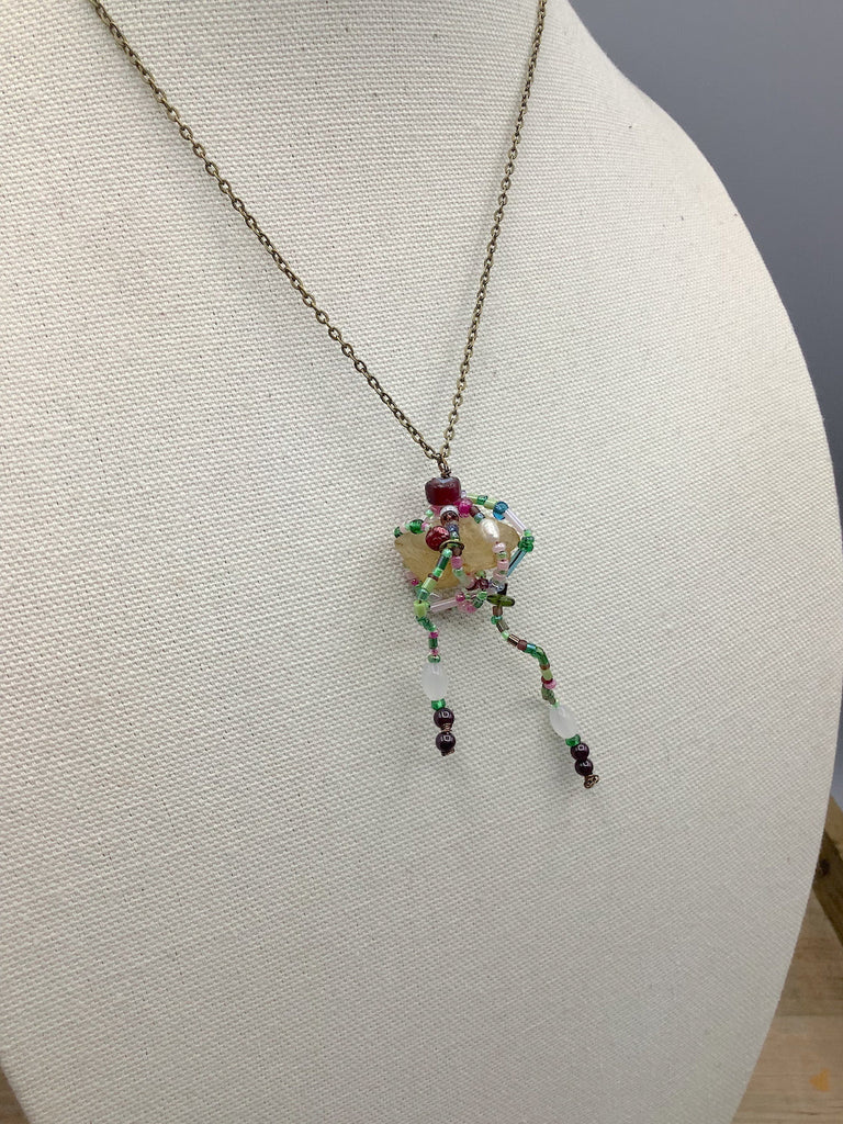 Freshwater Pearl and Garnet Beaded Necklace