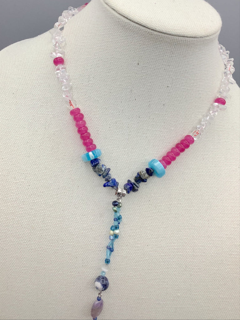 Turquoise and Hot Pink Chalcedony Necklace