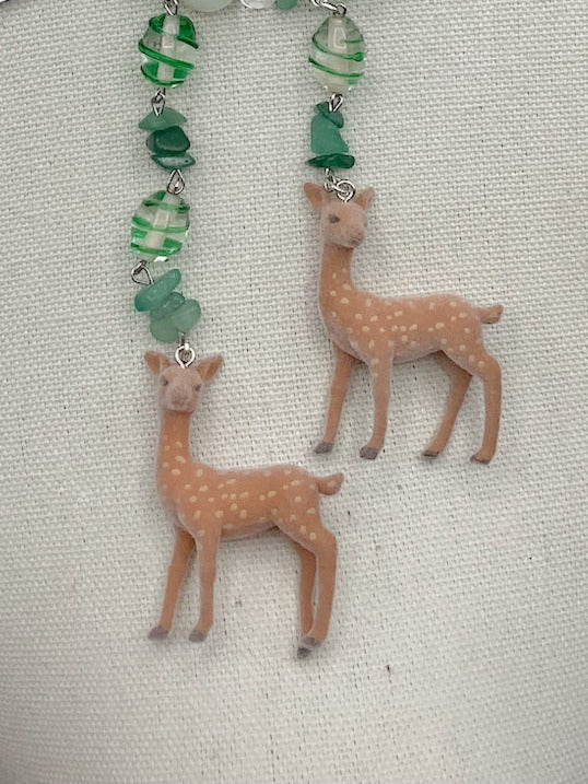Deer Charm Pendant Beaded Necklace