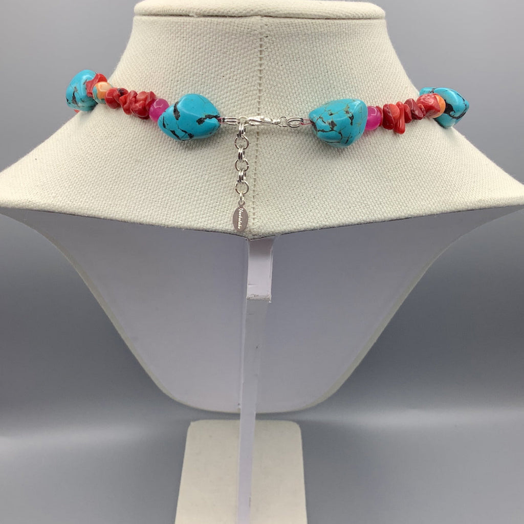 Coral, Turquoise and Freshwater Pearl Necklace