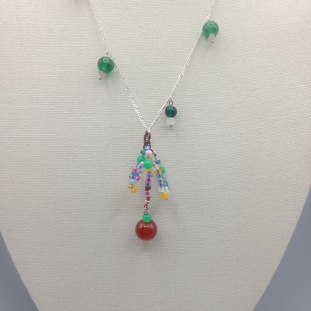 Agate and Bead .925 Sterling Silver Necklace