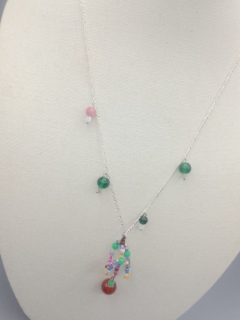 Agate and Bead .925 Sterling Silver Necklace