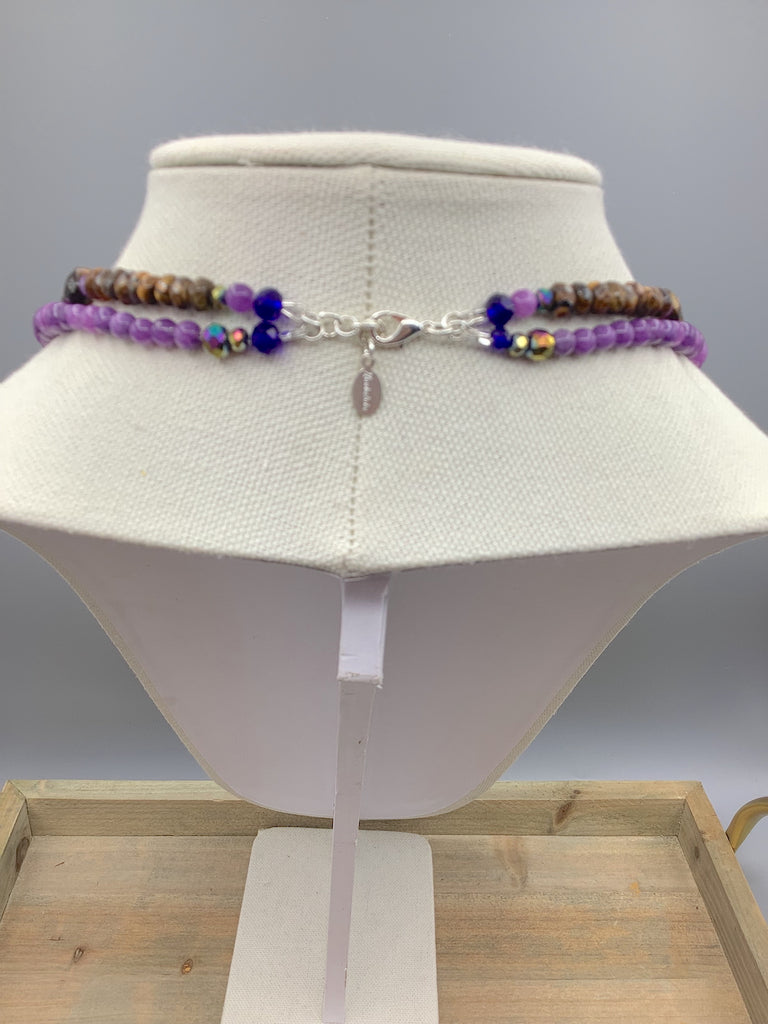 Freshwater Pearl, Quartz, Turquoise and Glass Bead Double Chain Necklace