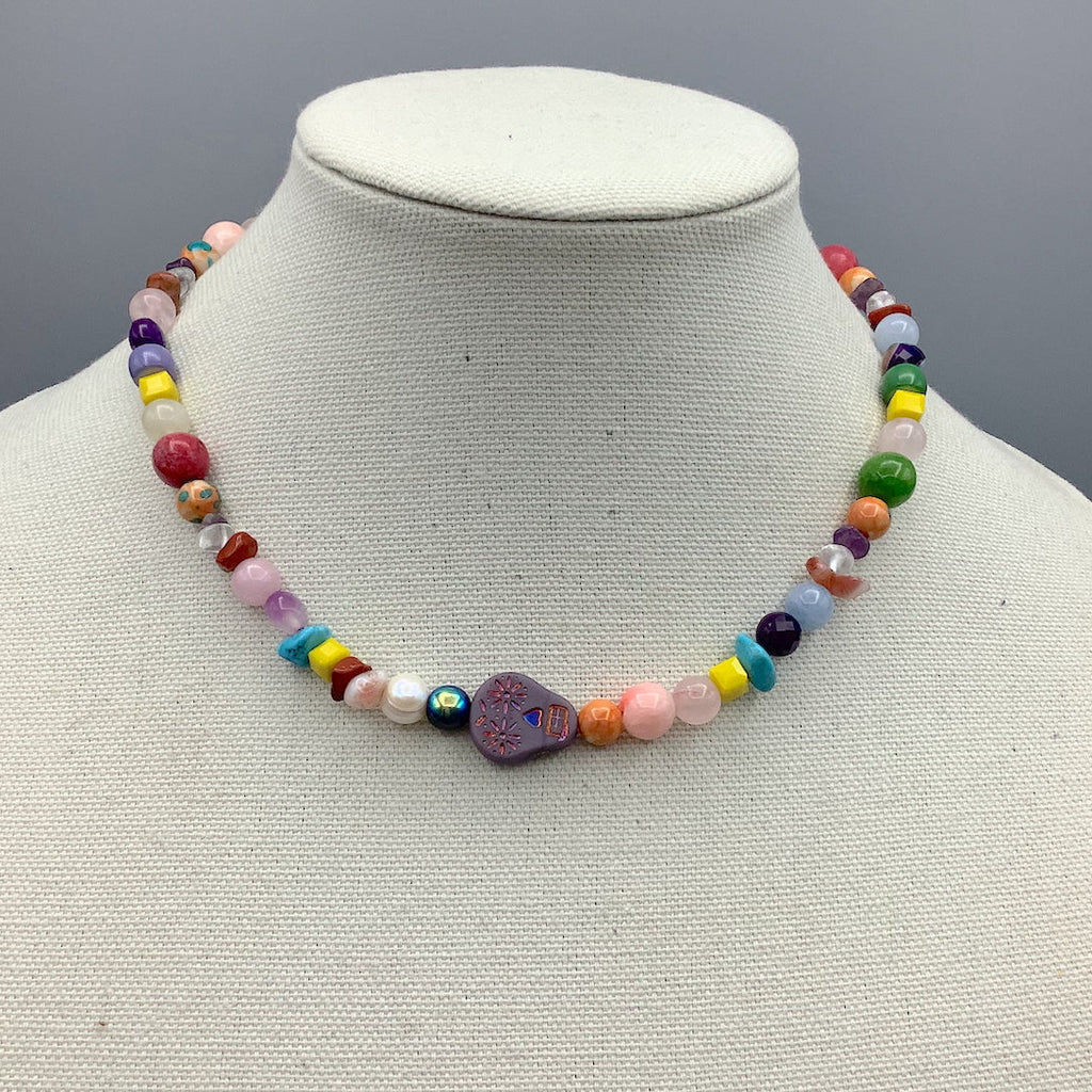 Freshwater Pearl, Gemstone and Beaded Necklace