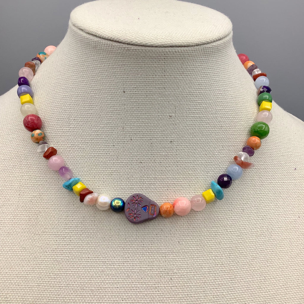 Freshwater Pearl, Gemstone and Beaded Necklace