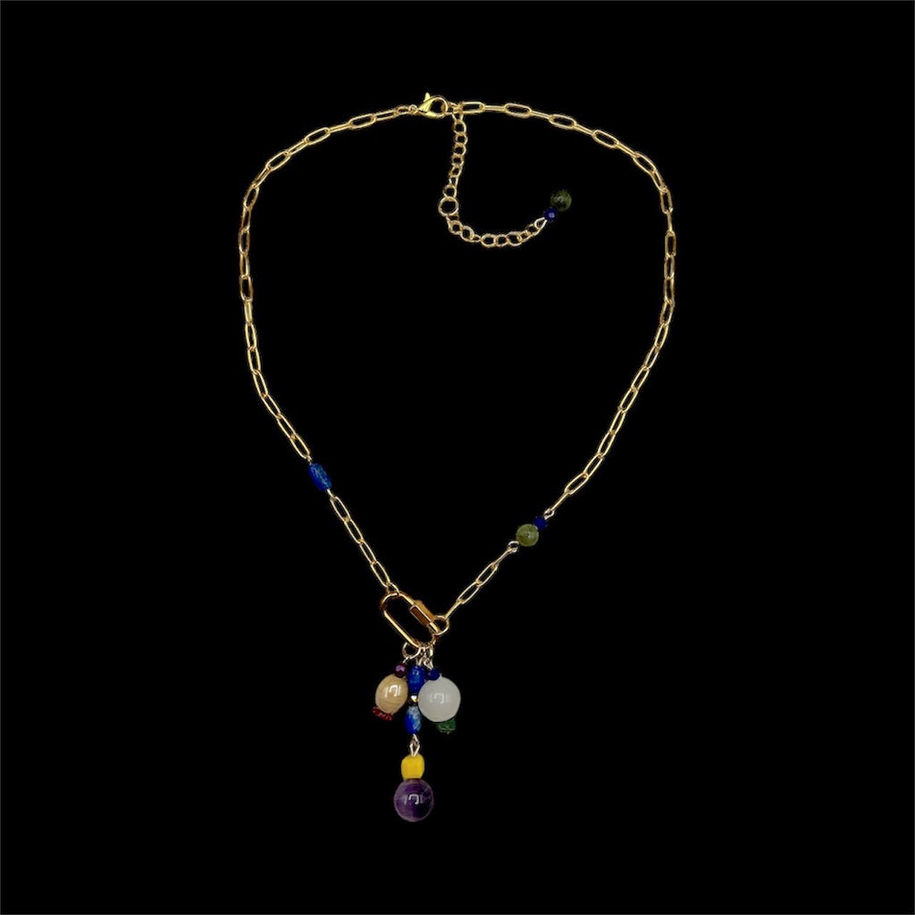Amethyst, Jade and Lapis Necklace
