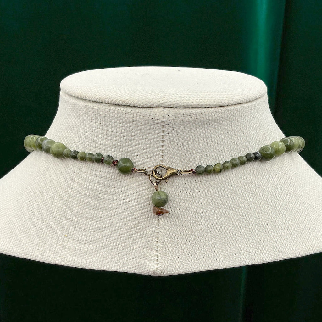 Bells Pendant and Jade Bead Necklace