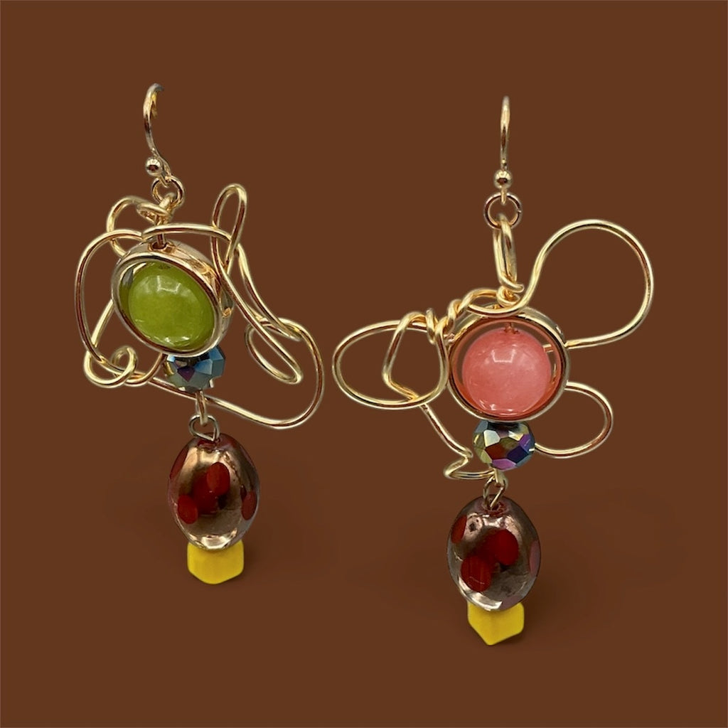 Peridot and Glass Earrings