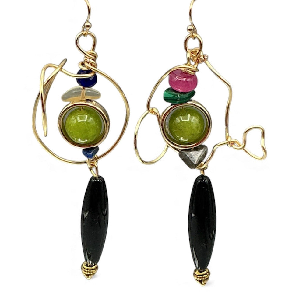 Onyx Peridot Earrings