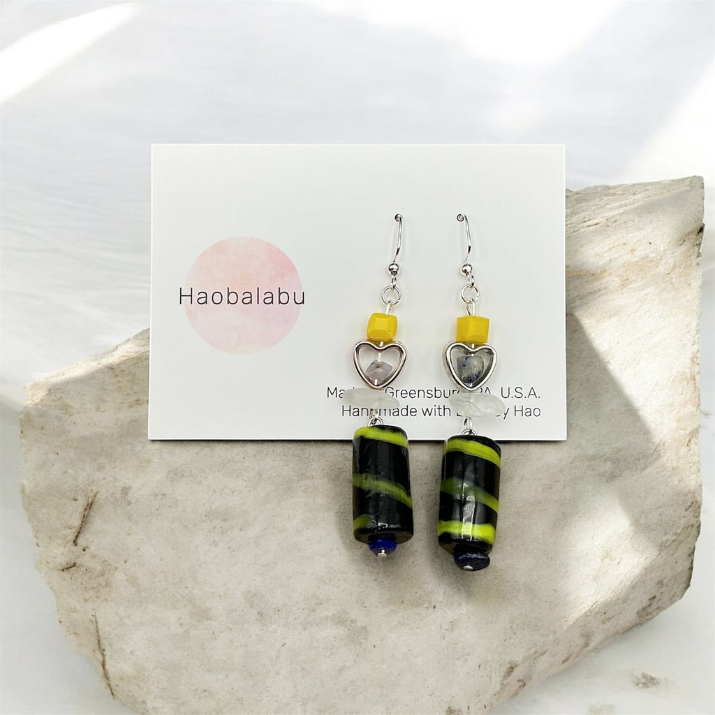 Sodalite and Quartz Earrings