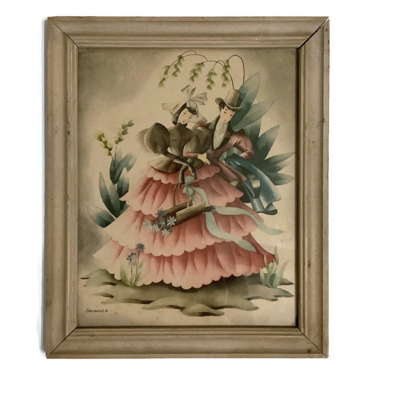 Vintage Mid-Century Bernard Victorian Lady Art Print