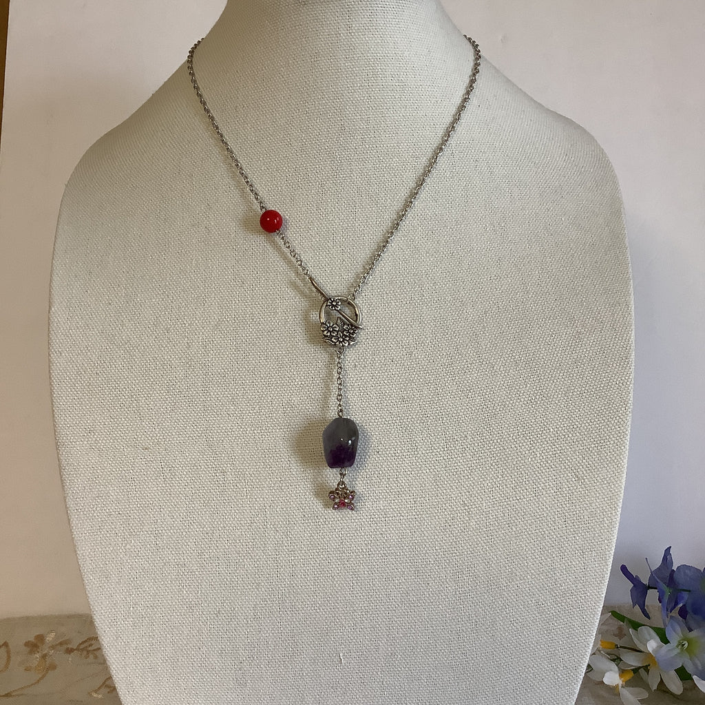 Wild Garden Necklace with Purple and Red Beads
