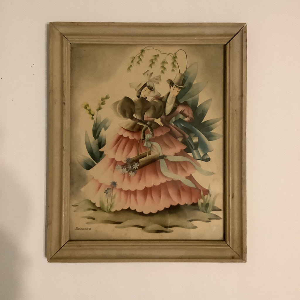 Vintage Mid-Century Bernard Victorian Lady Art Print