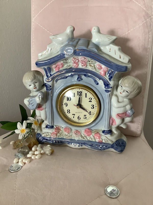 Vintage Porcelain Cherub Clock